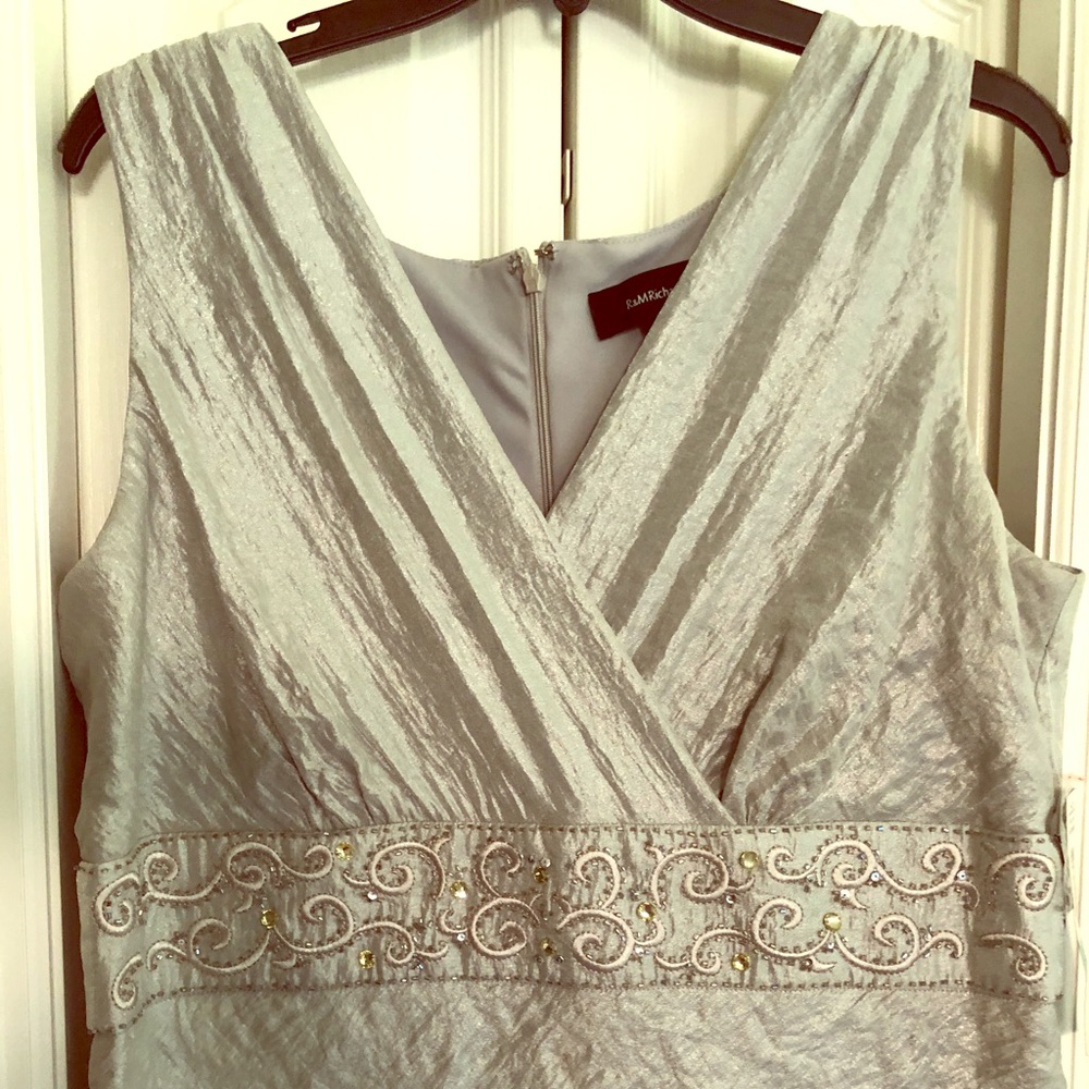 R & M Richards platinum silver evening gown- Sz 16